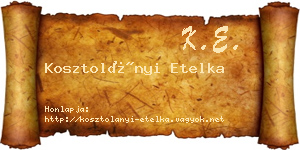 Kosztolányi Etelka névjegykártya